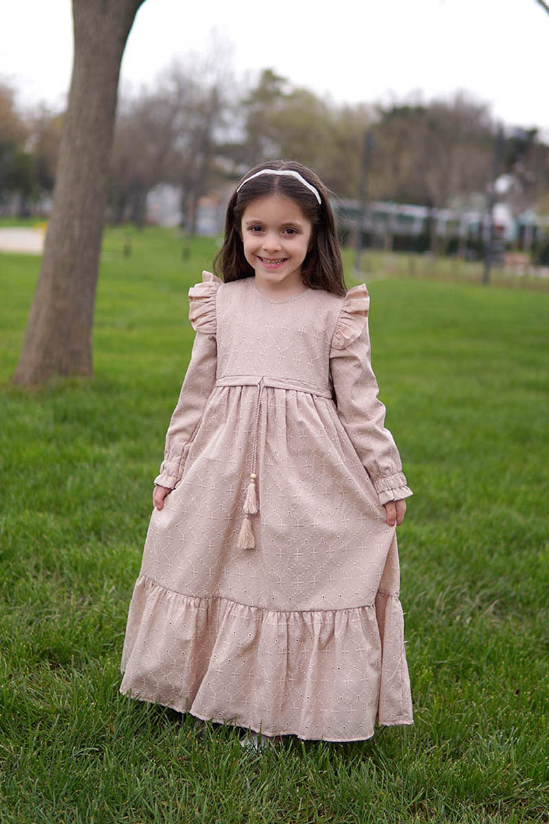 Çocuk Tesettür Elbise Almila Model 2 Krem - Elbise Modelleri Modelleri ve  Fiyatları