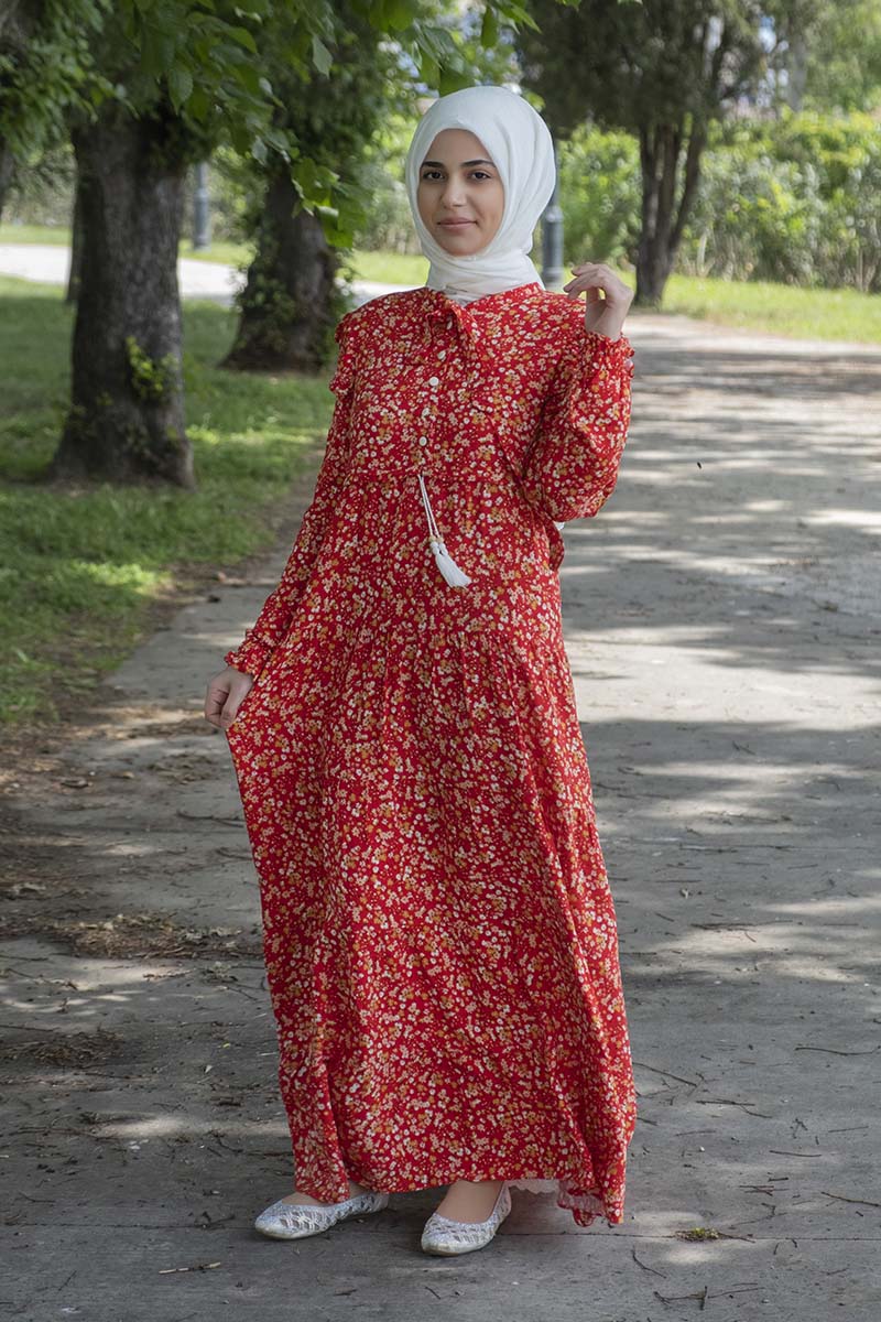 Çocuk Tesettür Elbise Gizem Model Narçiçek - 1